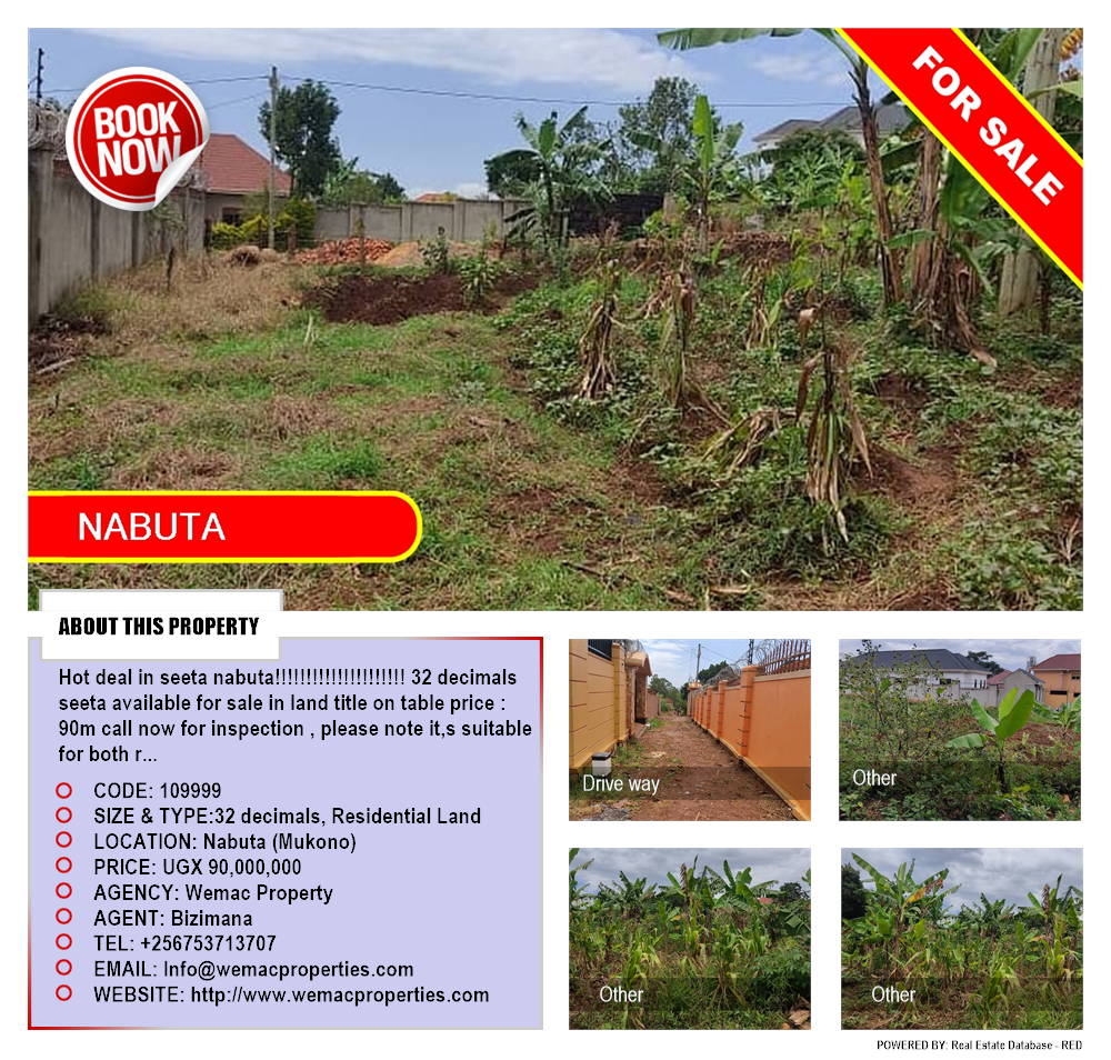 Residential Land  for sale in Nabuta Mukono Uganda, code: 109999