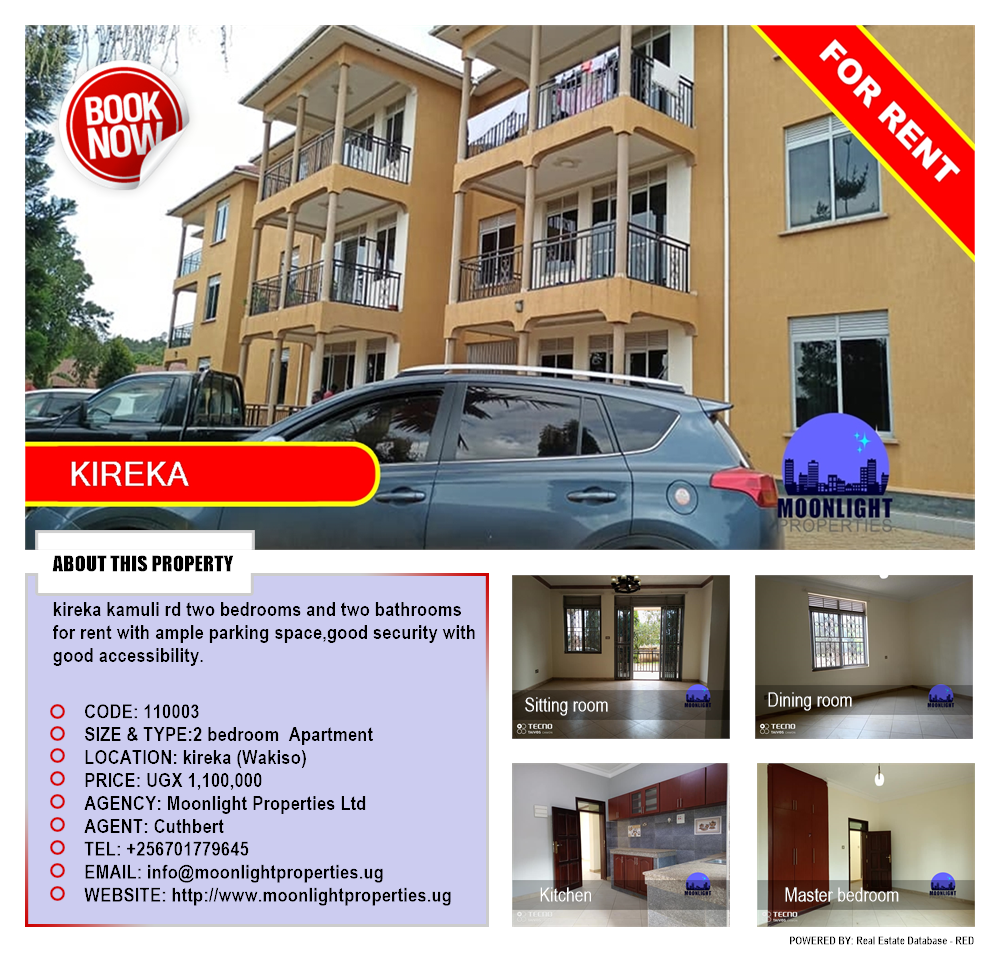 2 bedroom Apartment  for rent in Kireka Wakiso Uganda, code: 110003