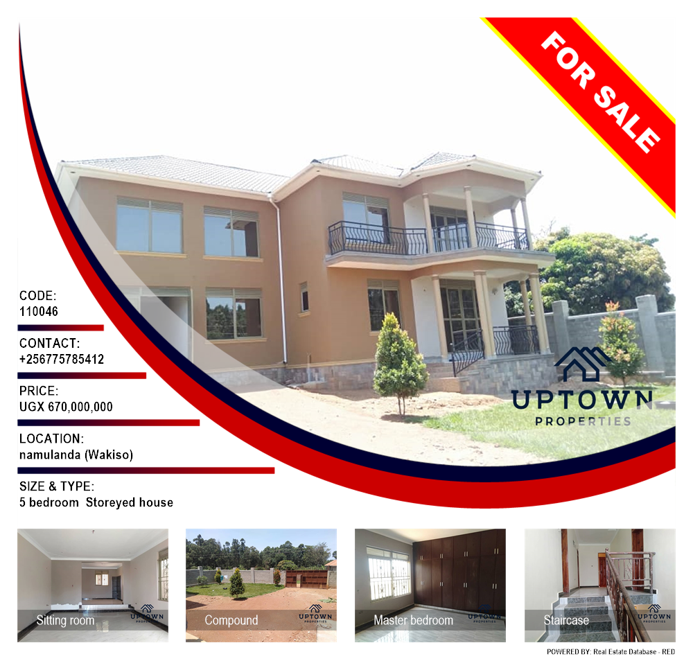 5 bedroom Storeyed house  for sale in Namulanda Wakiso Uganda, code: 110046