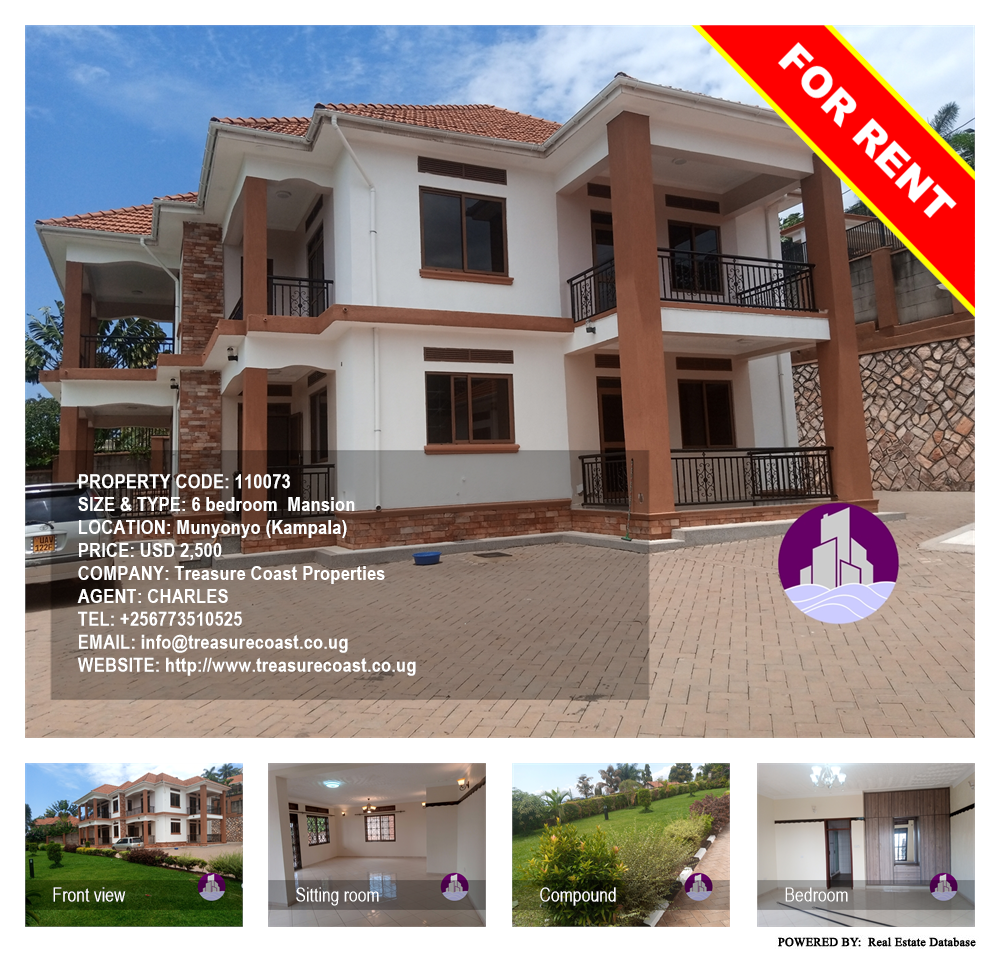 6 bedroom Mansion  for rent in Munyonyo Kampala Uganda, code: 110073