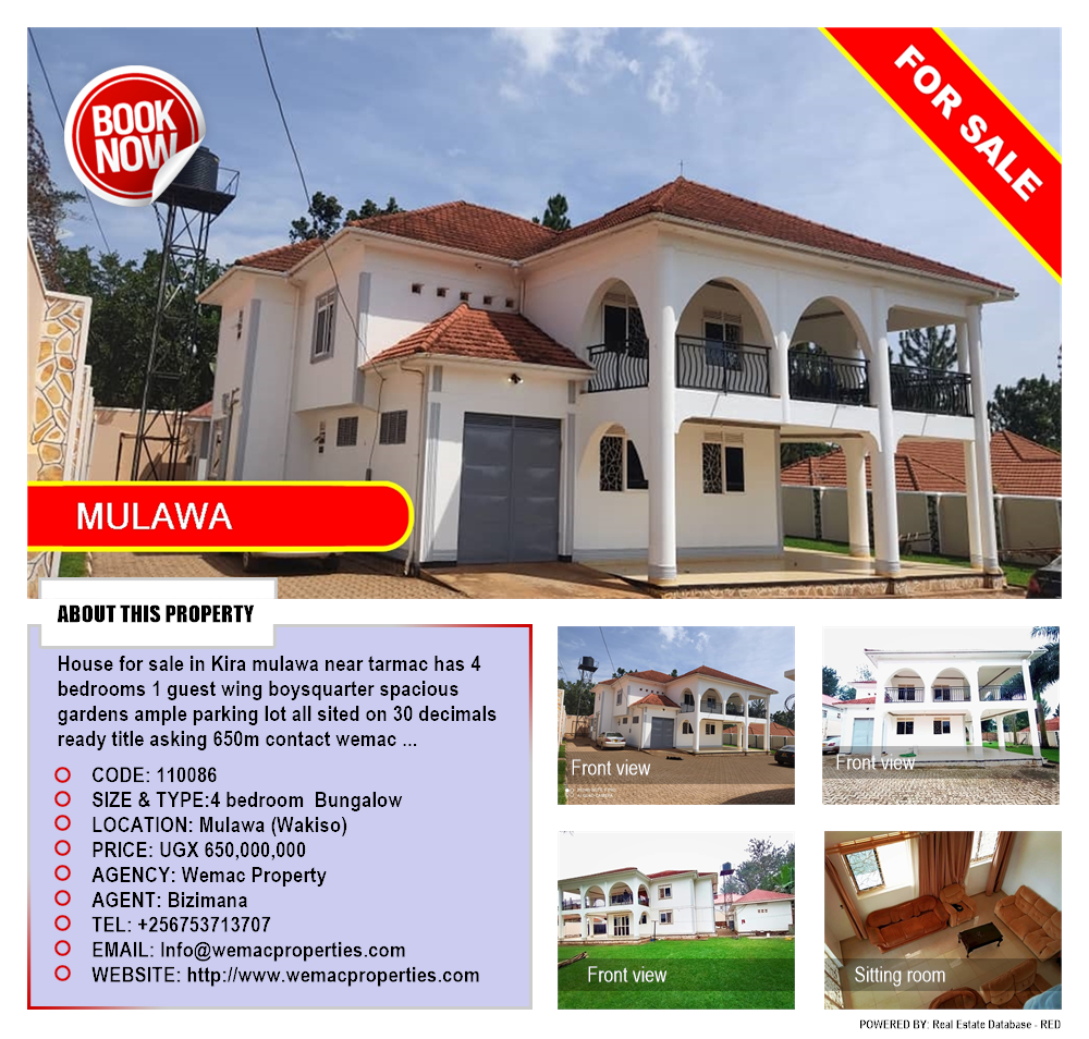 4 bedroom Bungalow  for sale in Mulawa Wakiso Uganda, code: 110086