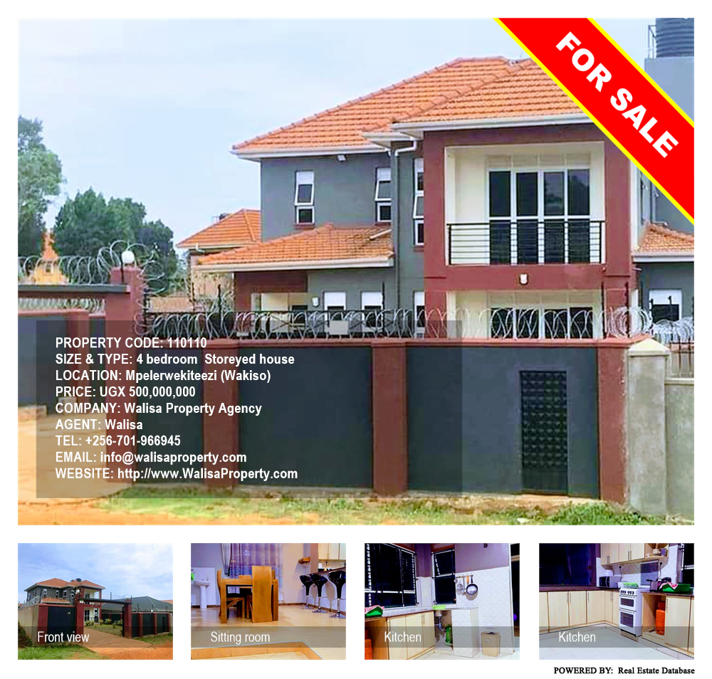 4 bedroom Storeyed house  for sale in Mpelerwekiteezi Wakiso Uganda, code: 110110