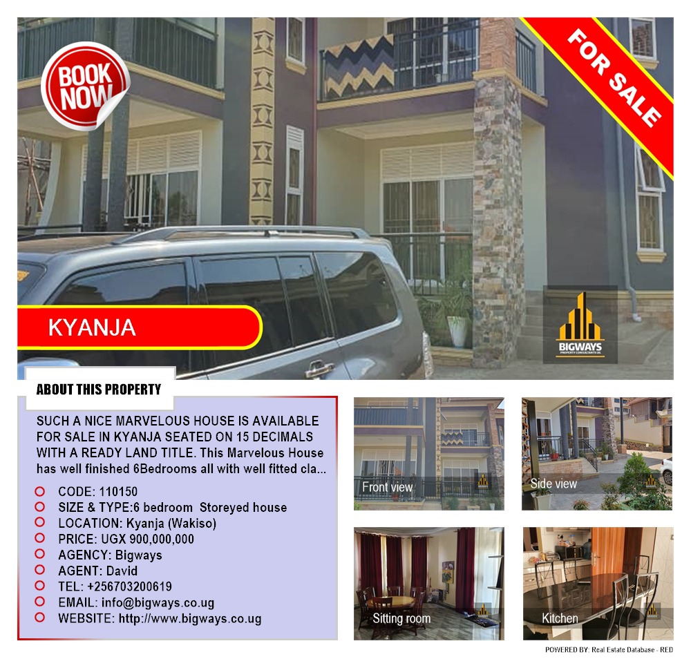 6 bedroom Storeyed house  for sale in Kyanja Wakiso Uganda, code: 110150