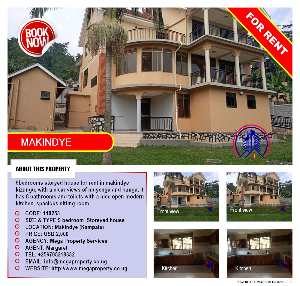 9 bedroom Storeyed house  for rent in Makindye Kampala Uganda, code: 110253