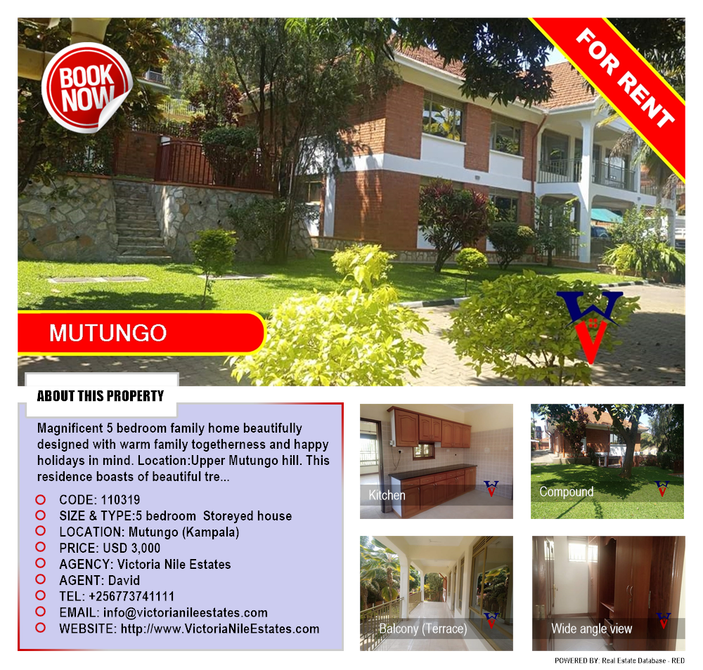 5 bedroom Storeyed house  for rent in Mutungo Kampala Uganda, code: 110319