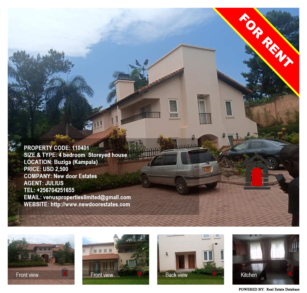 4 bedroom Storeyed house  for rent in Buziga Kampala Uganda, code: 110401
