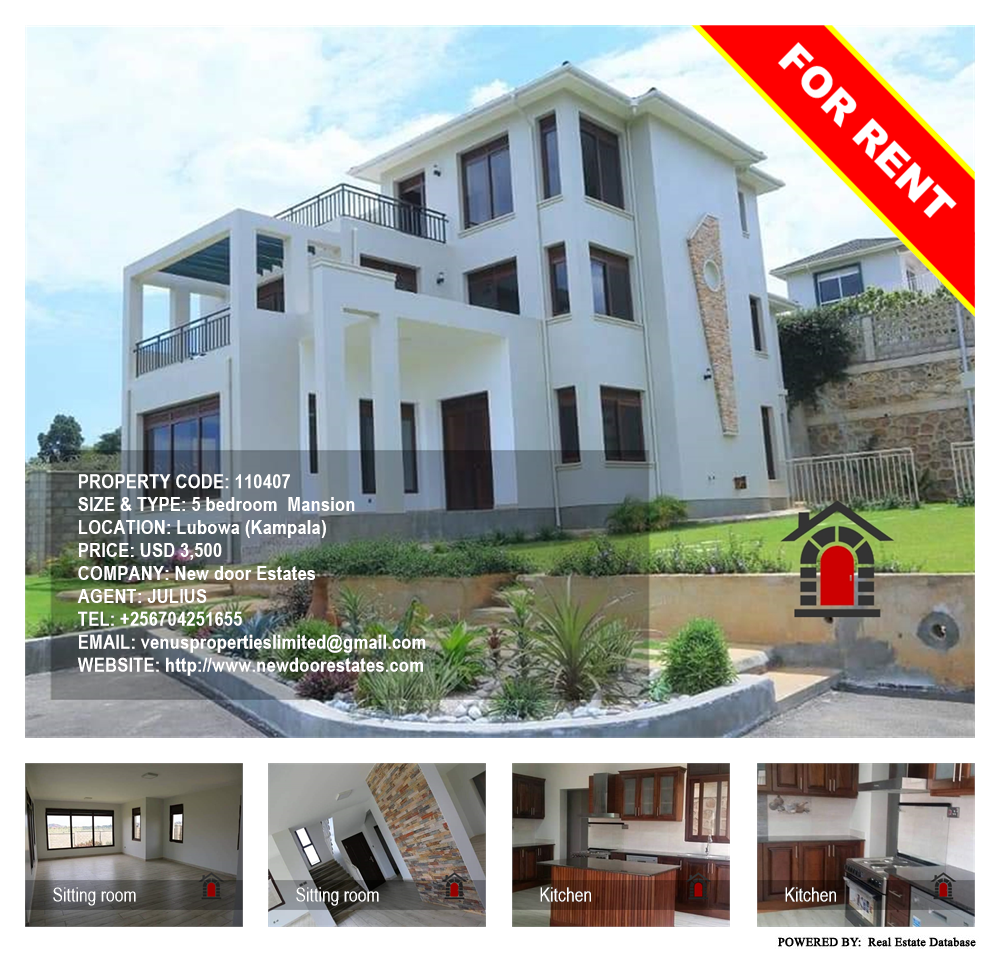 5 bedroom Mansion  for rent in Lubowa Kampala Uganda, code: 110407