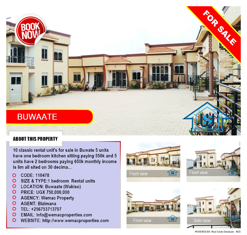 1 bedroom Rental units  for sale in Buwaate Wakiso Uganda, code: 110478