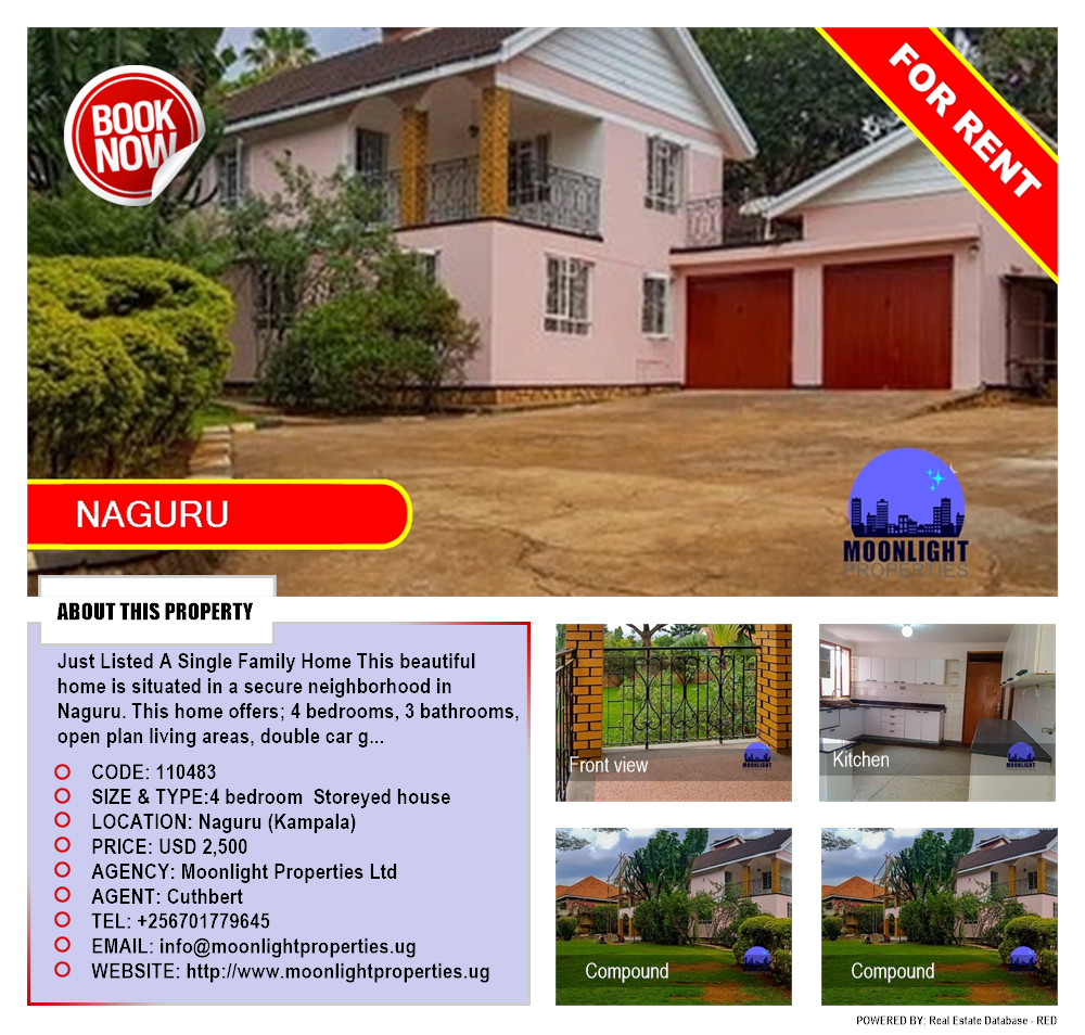 4 bedroom Storeyed house  for rent in Naguru Kampala Uganda, code: 110483