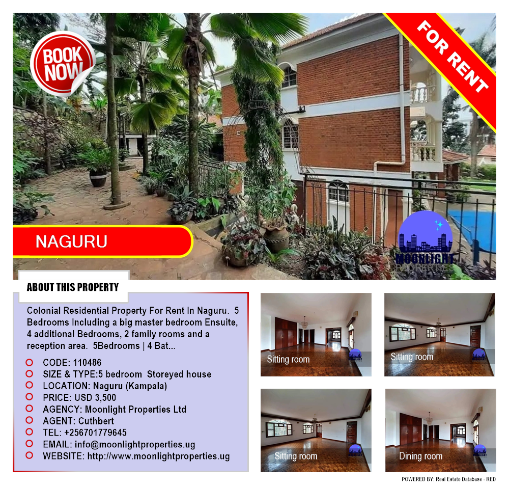 5 bedroom Storeyed house  for rent in Naguru Kampala Uganda, code: 110486