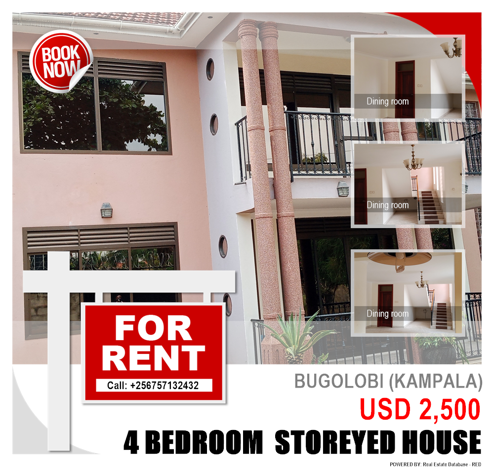 4 bedroom Storeyed house  for rent in Bugoloobi Kampala Uganda, code: 110669