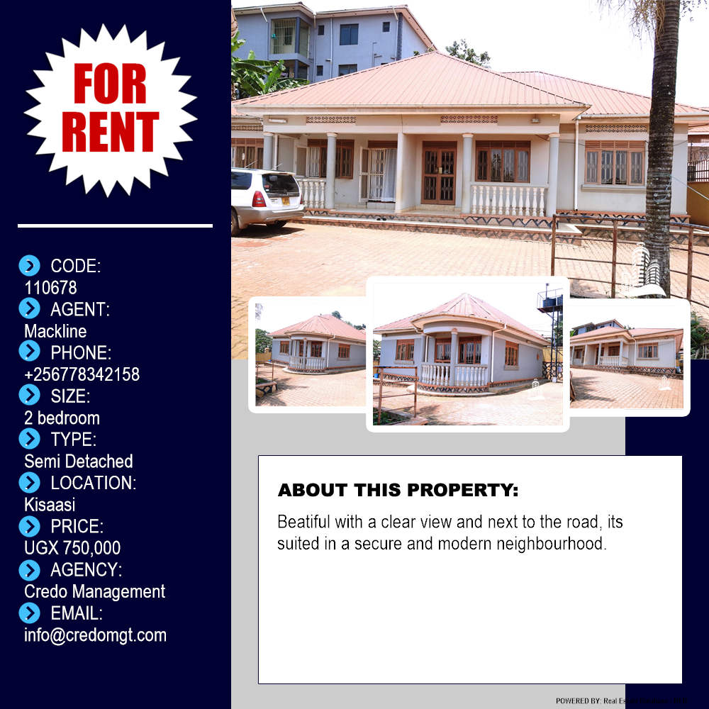 2 bedroom Semi Detached  for rent in Kisaasi Kampala Uganda, code: 110678