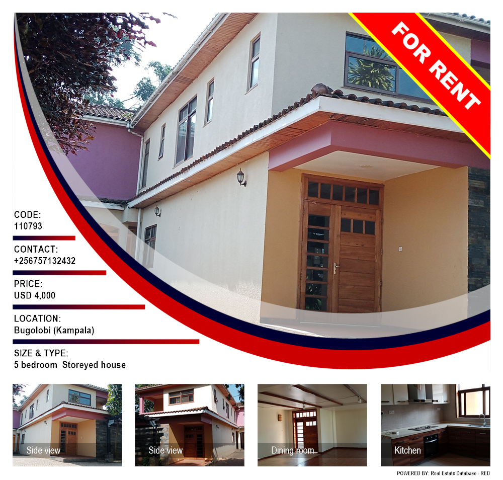 5 bedroom Storeyed house  for rent in Bugoloobi Kampala Uganda, code: 110793