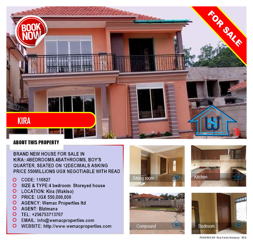 4 bedroom Storeyed house  for sale in Kira Wakiso Uganda, code: 110827