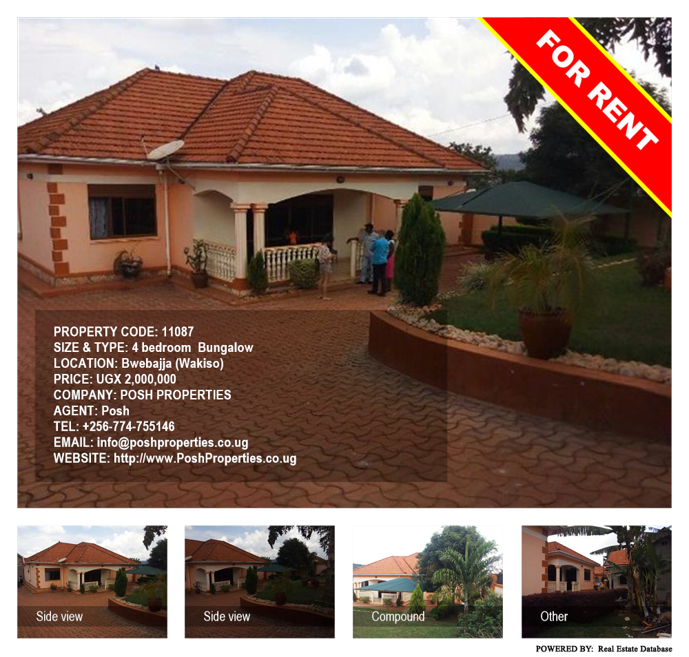 4 bedroom Bungalow  for rent in Bwebajja Wakiso Uganda, code: 11087
