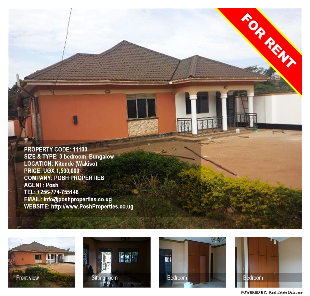 3 bedroom Bungalow  for rent in Kitende Wakiso Uganda, code: 11100