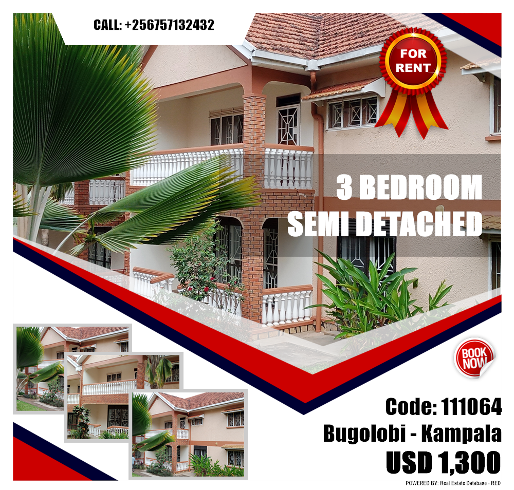 3 bedroom Semi Detached  for rent in Bugoloobi Kampala Uganda, code: 111064