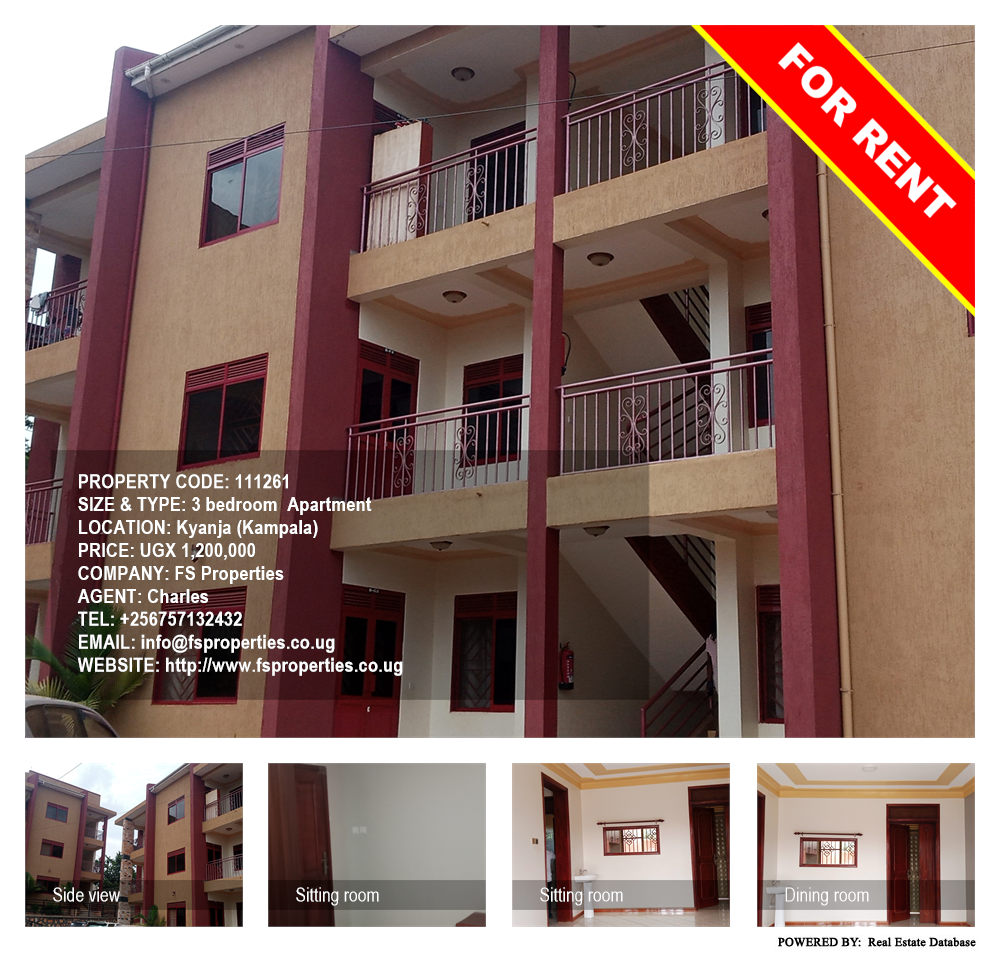 3 bedroom Apartment  for rent in Kyanja Kampala Uganda, code: 111261