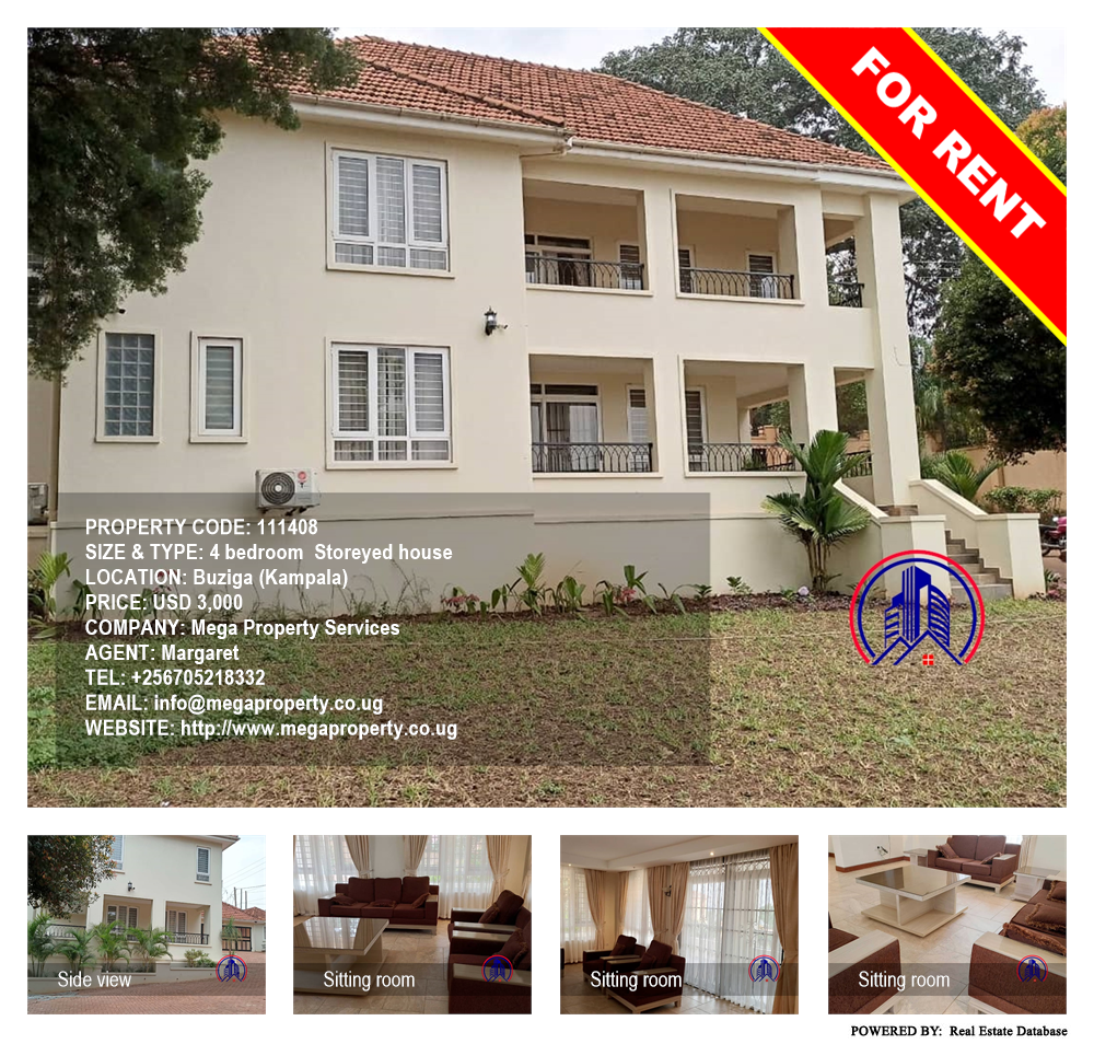 4 bedroom Storeyed house  for rent in Buziga Kampala Uganda, code: 111408