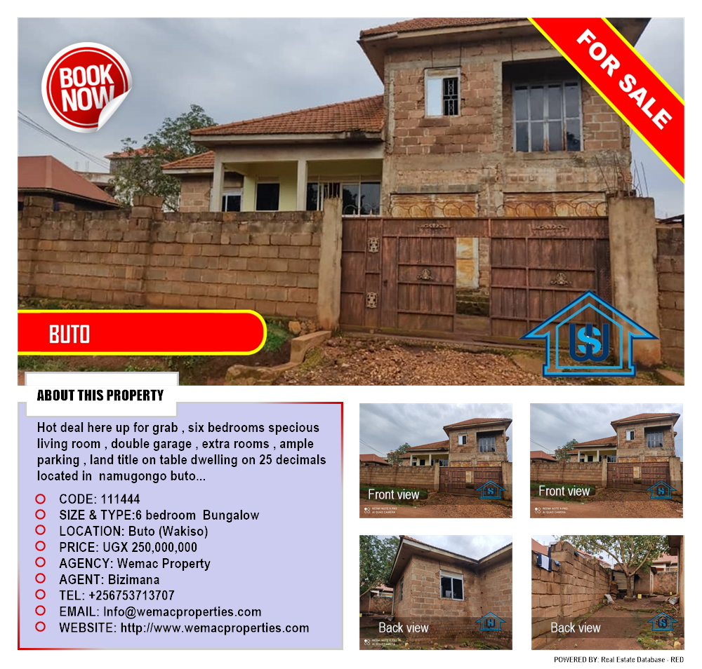 6 bedroom Bungalow  for sale in Buto Wakiso Uganda, code: 111444