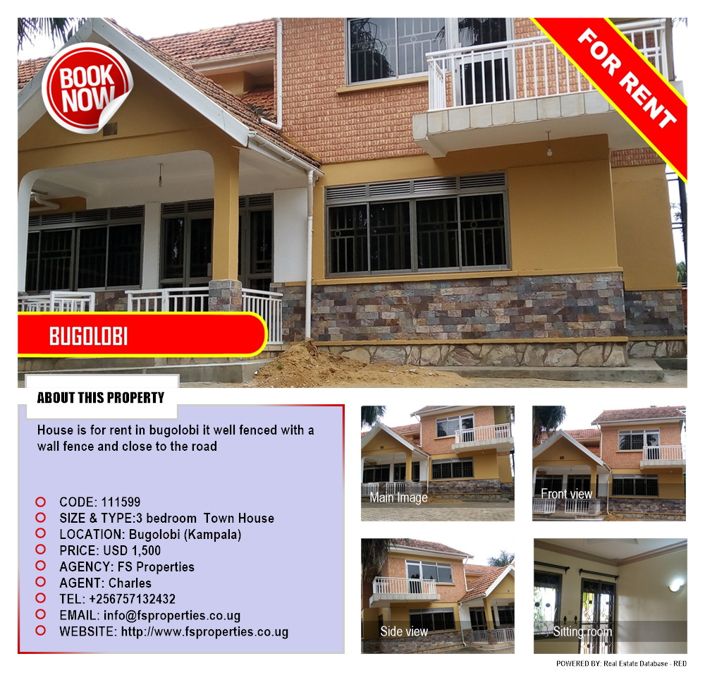 3 bedroom Town House  for rent in Bugoloobi Kampala Uganda, code: 111599