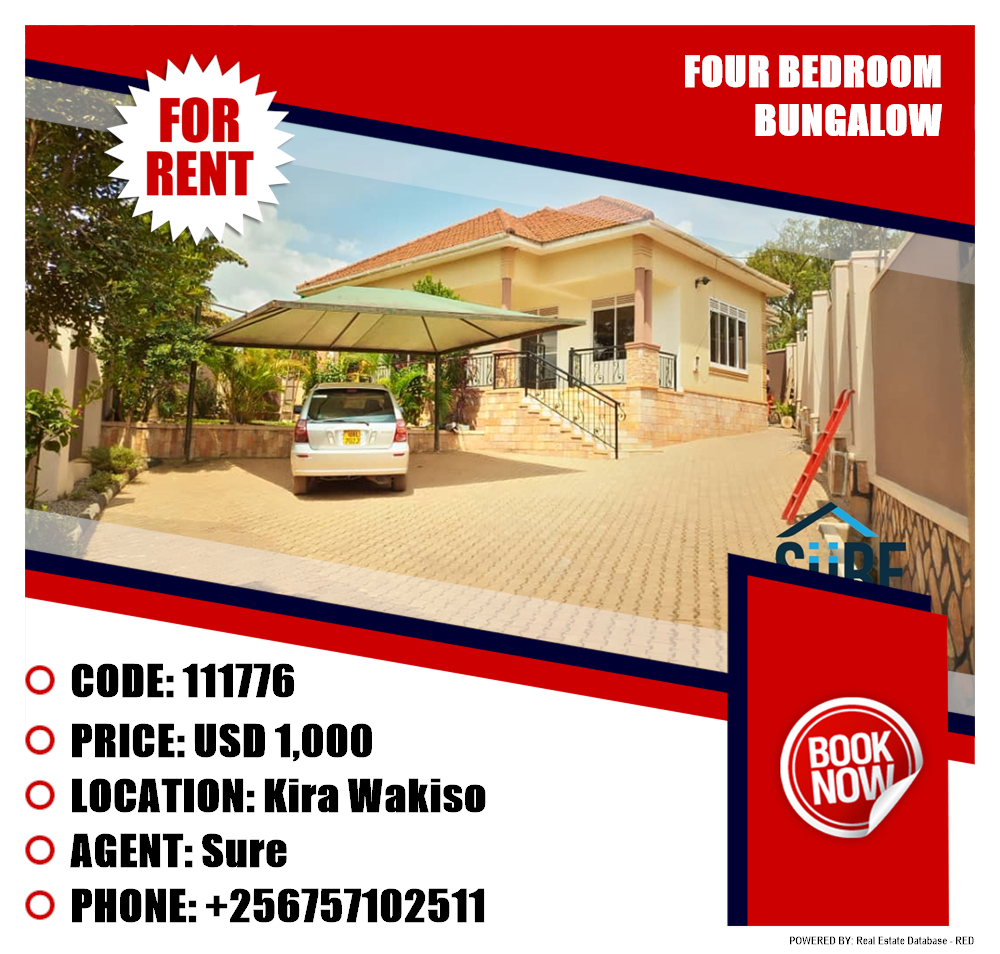 4 bedroom Bungalow  for rent in Kira Wakiso Uganda, code: 111776