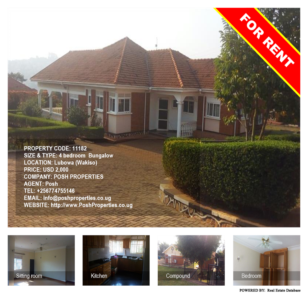 4 bedroom Bungalow  for rent in Lubowa Wakiso Uganda, code: 11182