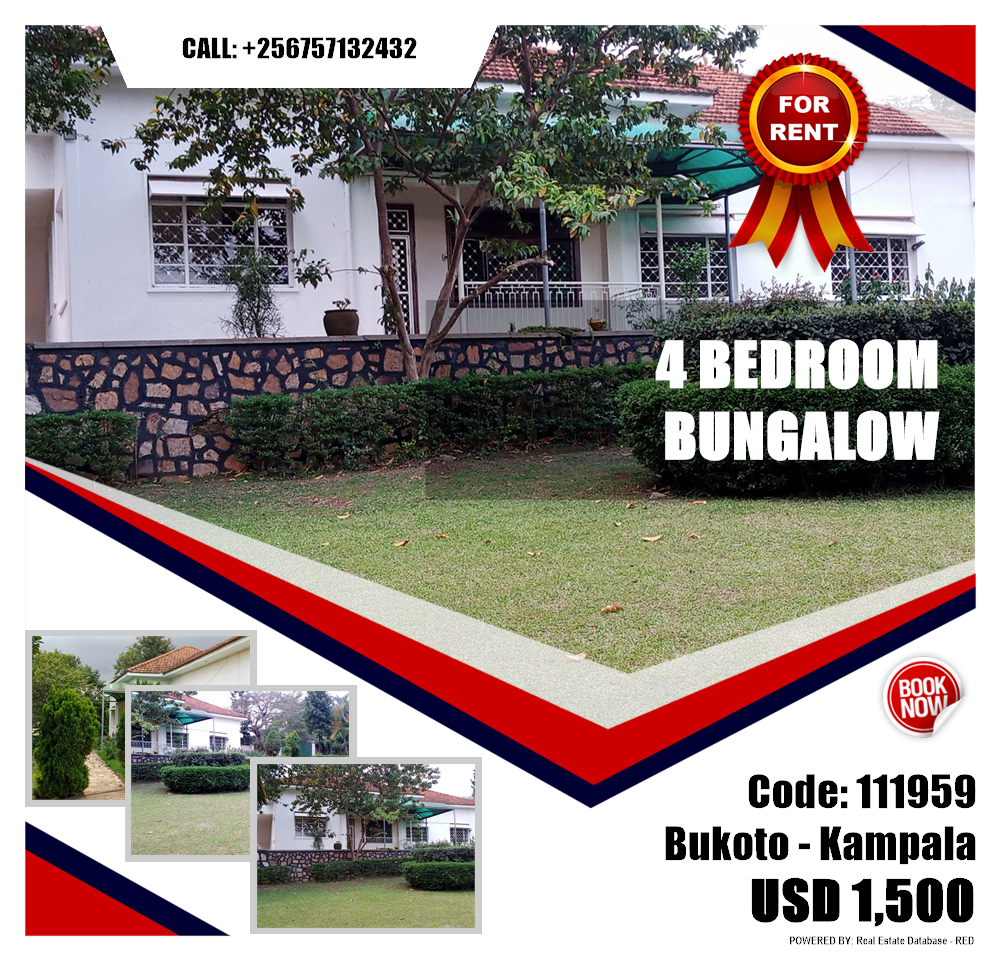 4 bedroom Bungalow  for rent in Bukoto Kampala Uganda, code: 111959