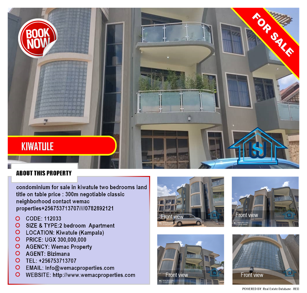 2 bedroom Apartment  for sale in Kiwaatule Kampala Uganda, code: 112033