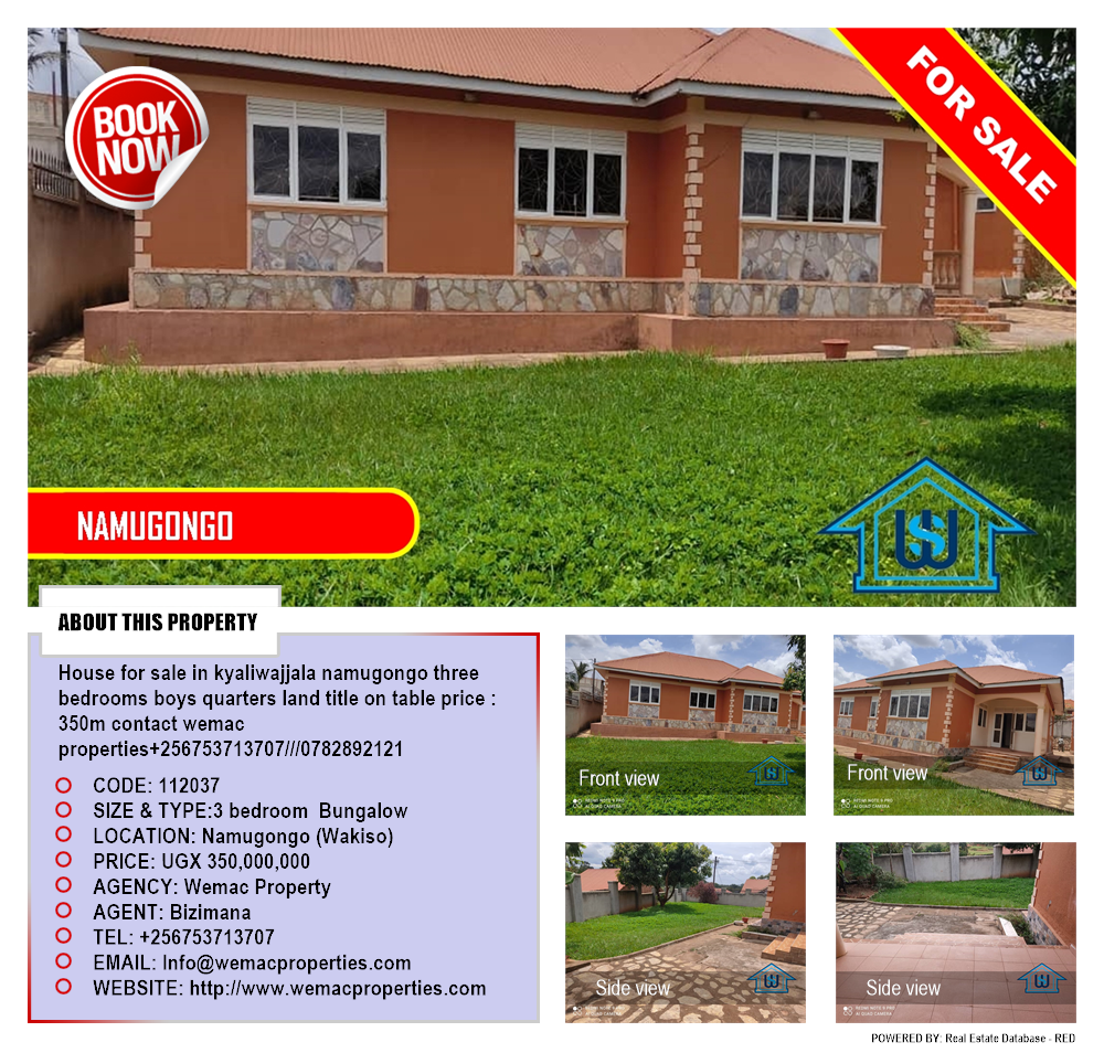 3 bedroom Bungalow  for sale in Namugongo Wakiso Uganda, code: 112037