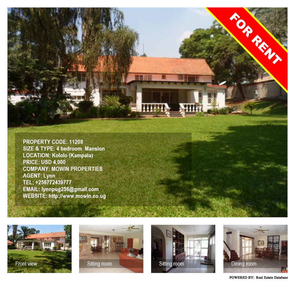 4 bedroom Mansion  for rent in Kololo Kampala Uganda, code: 11208