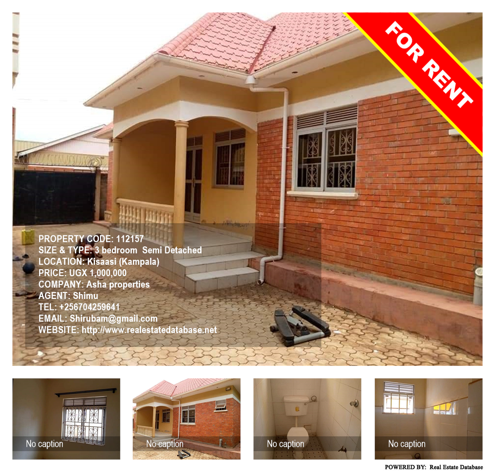 3 bedroom Semi Detached  for rent in Kisaasi Kampala Uganda, code: 112157