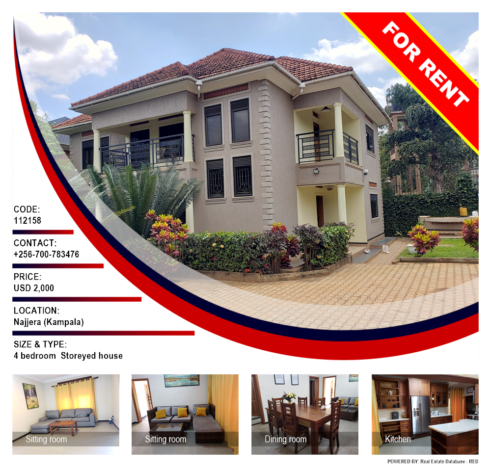 4 bedroom Storeyed house  for rent in Najjera Kampala Uganda, code: 112158
