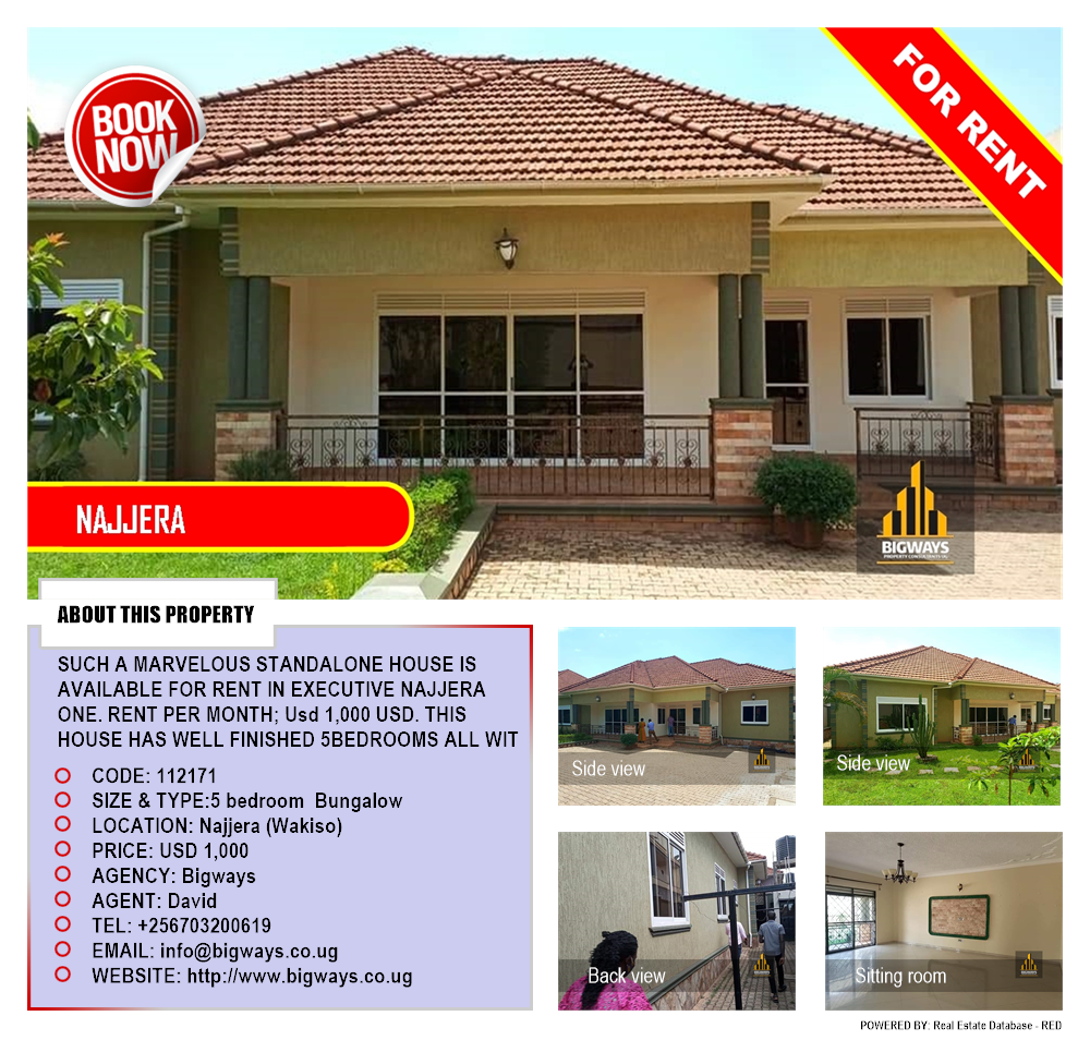 5 bedroom Bungalow  for rent in Najjera Wakiso Uganda, code: 112171