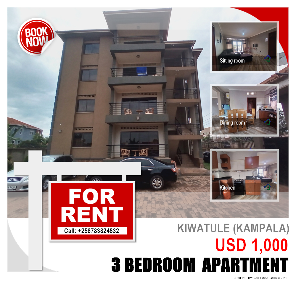 3 bedroom Apartment  for rent in Kiwaatule Kampala Uganda, code: 112327