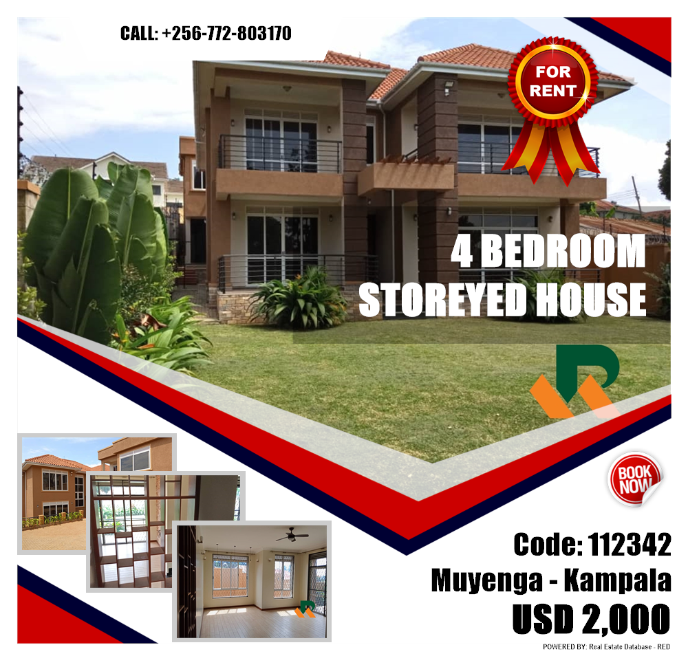 4 bedroom Storeyed house  for rent in Muyenga Kampala Uganda, code: 112342