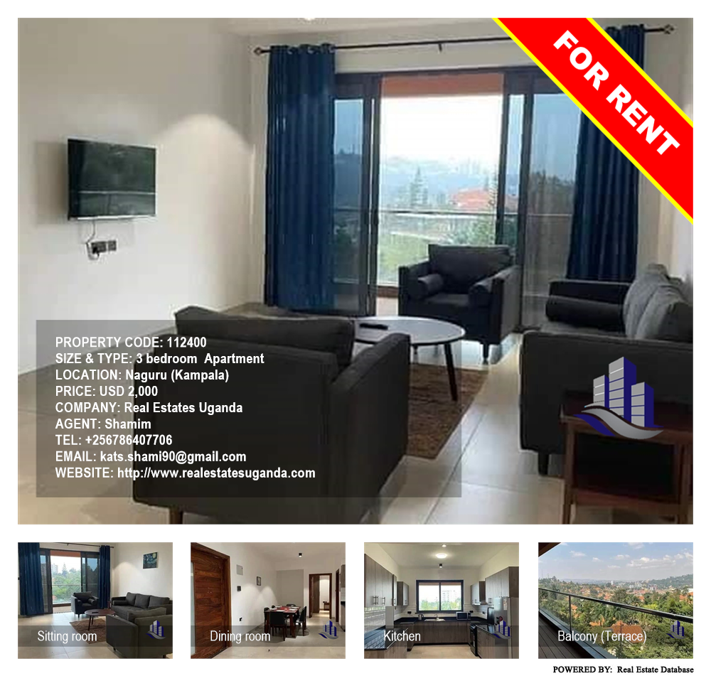 3 bedroom Apartment  for rent in Naguru Kampala Uganda, code: 112400