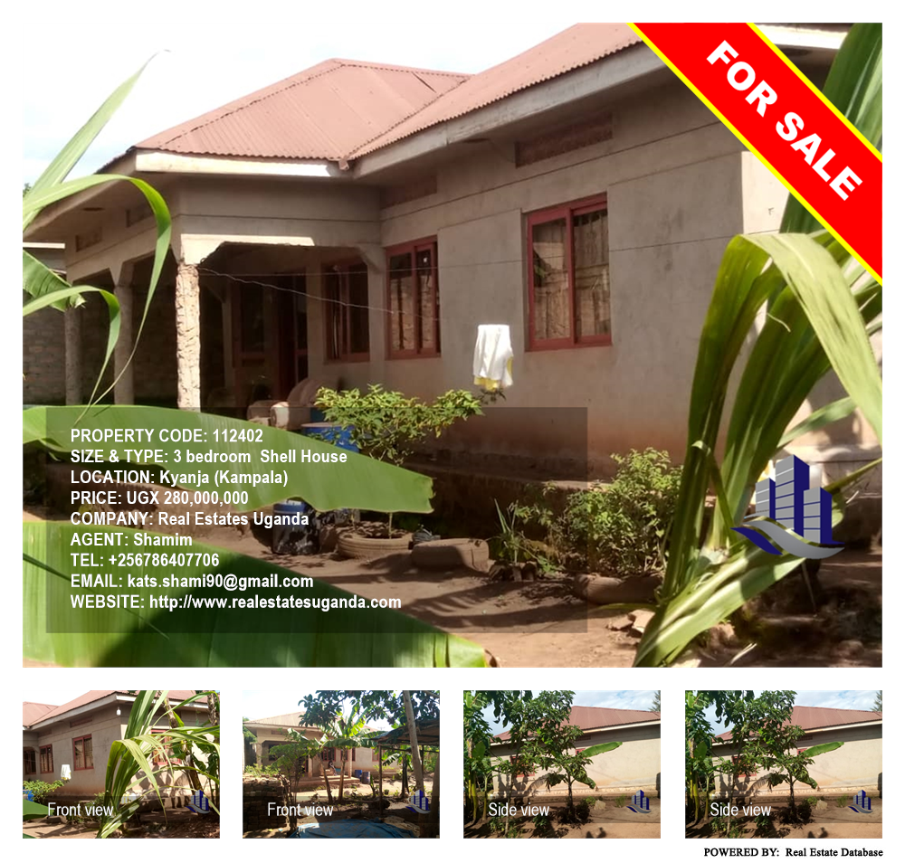 3 bedroom Shell House  for sale in Kyanja Kampala Uganda, code: 112402