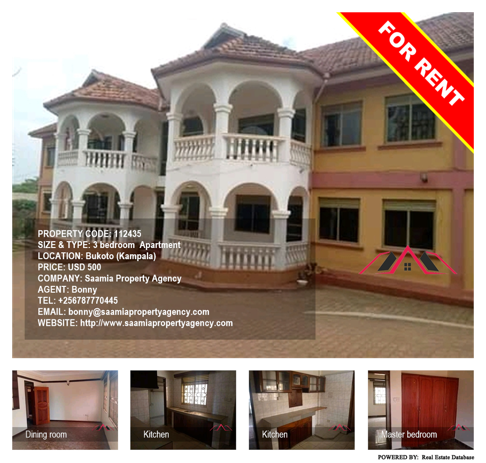 3 bedroom Apartment  for rent in Bukoto Kampala Uganda, code: 112435