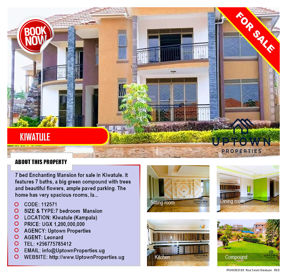 7 bedroom Mansion  for sale in Kiwaatule Kampala Uganda, code: 112571