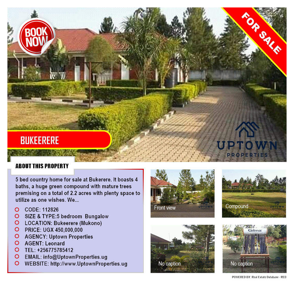 5 bedroom Bungalow  for sale in Bukeelele Mukono Uganda, code: 112826