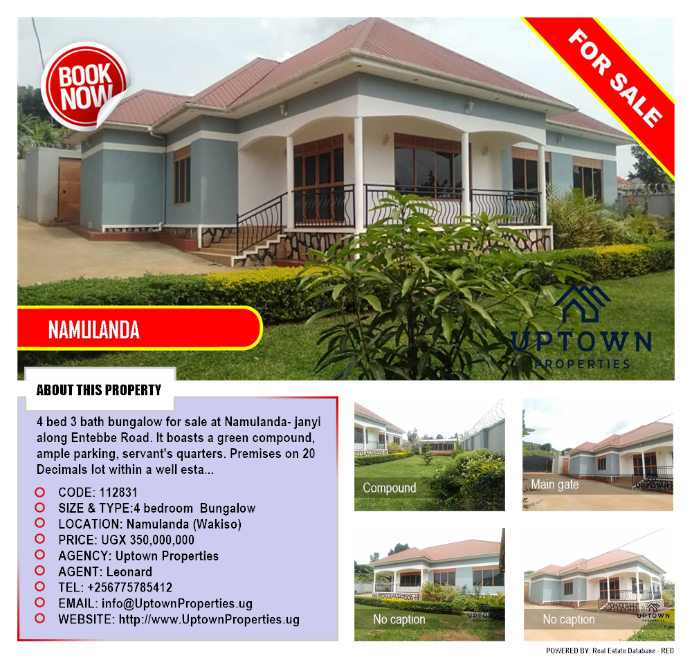 4 bedroom Bungalow  for sale in Namulanda Wakiso Uganda, code: 112831