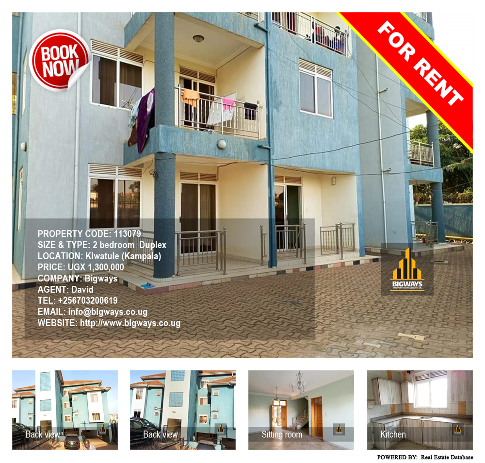 2 bedroom Duplex  for rent in Kiwaatule Kampala Uganda, code: 113079