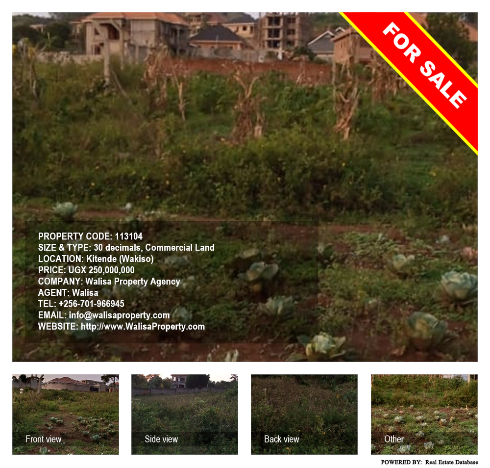 Commercial Land  for sale in Kitende Wakiso Uganda, code: 113104