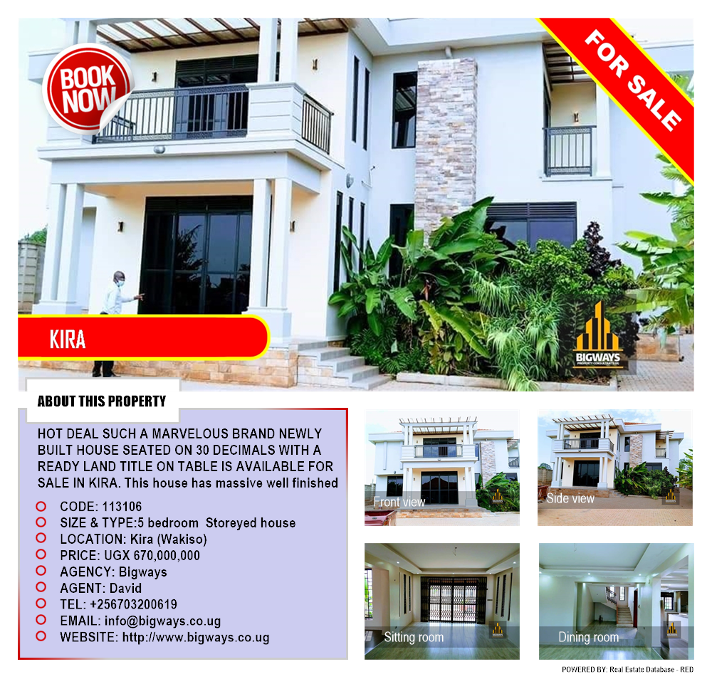 5 bedroom Storeyed house  for sale in Kira Wakiso Uganda, code: 113106
