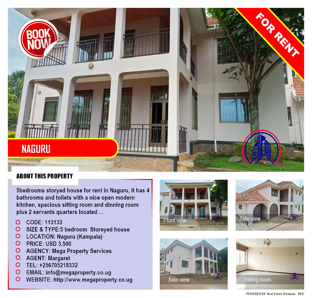 5 bedroom Storeyed house  for rent in Naguru Kampala Uganda, code: 113133