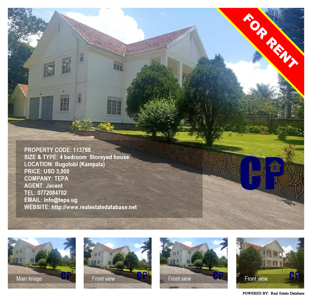 4 bedroom Storeyed house  for rent in Bugoloobi Kampala Uganda, code: 113788