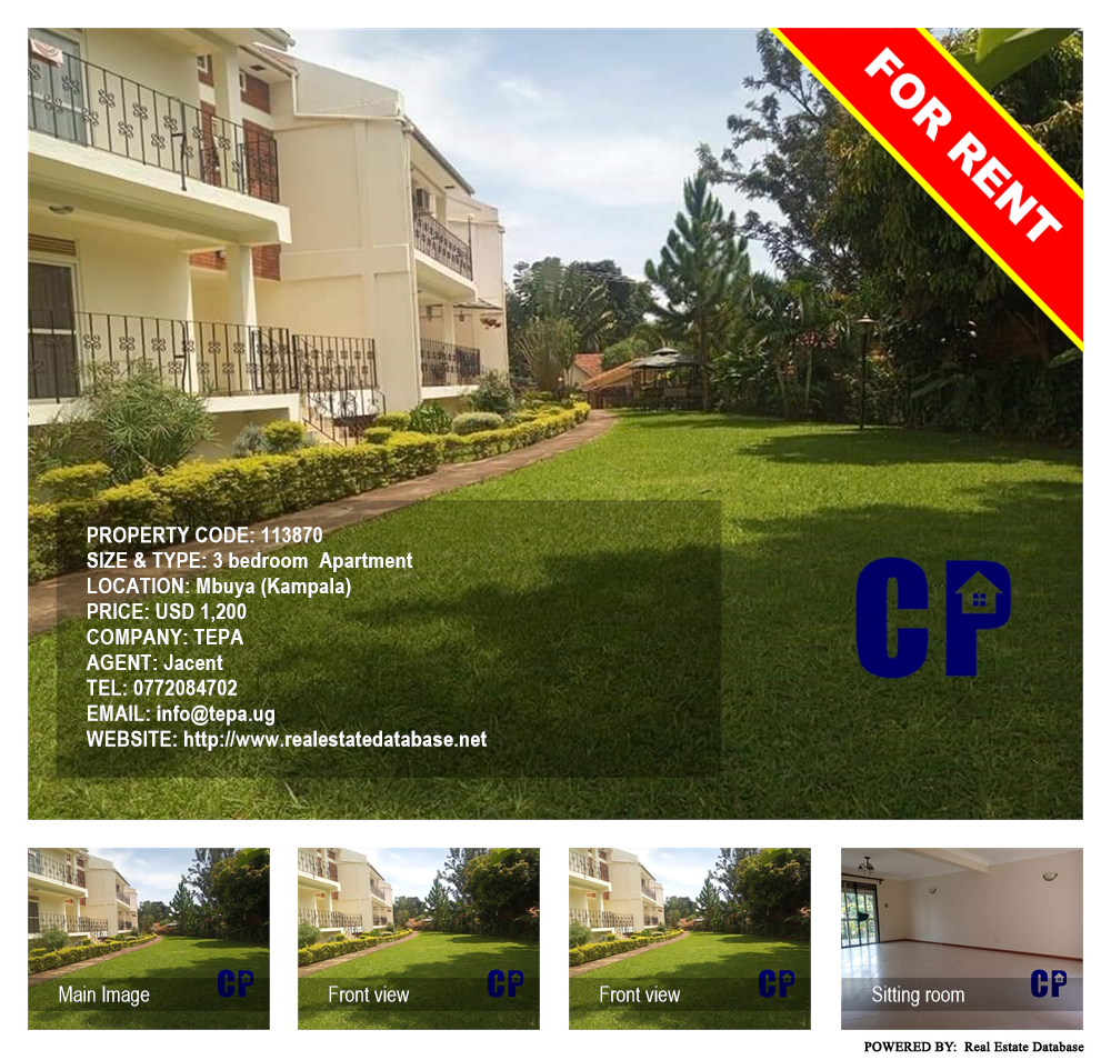 3 bedroom Apartment  for rent in Mbuya Kampala Uganda, code: 113870