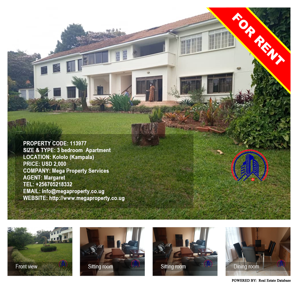 3 bedroom Apartment  for rent in Kololo Kampala Uganda, code: 113977