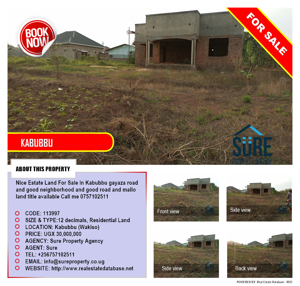 Residential Land  for sale in Kabubbu Wakiso Uganda, code: 113997